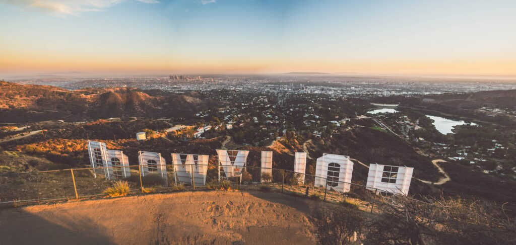 Hollywood sign and cityscape
